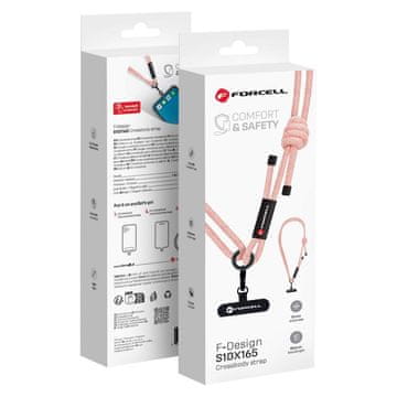 FORCELL Nastavljiv trak za mobilni telefon za nošenje prek ramena Forcell F-Design S10X165 (največ 82,5 cm v zanki), roza-bel