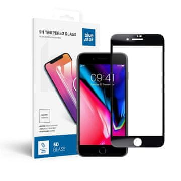 Blue Star Kaljeno steklo za iPhone 7 / 8 PLUS (full glue) Blue Star 5D, črno