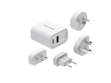 Mobile-origin MO14 potovalni adapter (EU,USA,UK,AUS), 30 W, GaN, bel (FRL-TRVL30W-MO14)