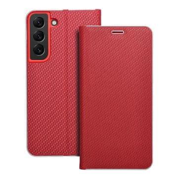 OEM Torbica LUNA Book Carbon za SAMSUNG S22, rdeča
