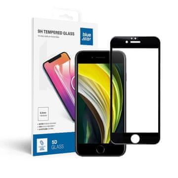 Blue Star Kaljeno steklo za iPhone 6 / 6S (s celotnim lepljenjem) Blue Star 5D, črno