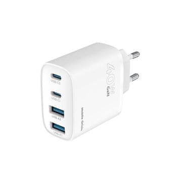 Mobile-origin PW22 adapter, 2x USB-C + 2x USB-A, 40 W, GaN, bel (MO-40WCH-PW22)