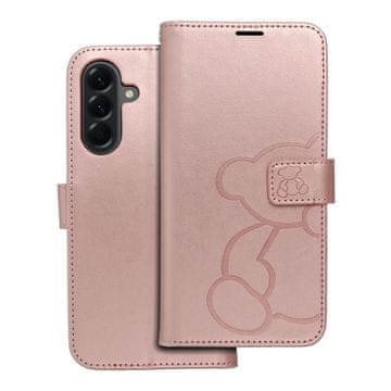 OEM Torba MEZZO Book za SAMSUNG A56 5G, motiv medvedka, zlato-roza