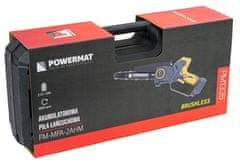 Powermat Komplet 21V akumulatorska brezkrtačna verižna žaga 20cm 2x2Ah kovček
