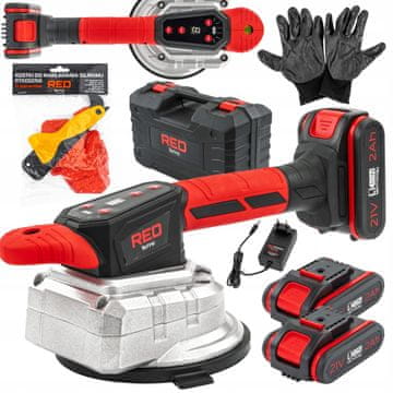 RED TECHNIC Komplet 21V aku. vib. vakuumska ročka s priseskom 150mm do 100kg 2x2Ah