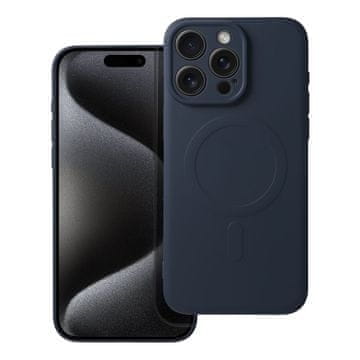 OEM SILICONE MAG COVER ovitek, združljiv z MagSafe, za iPhone 15 Pro Max, titanov modri