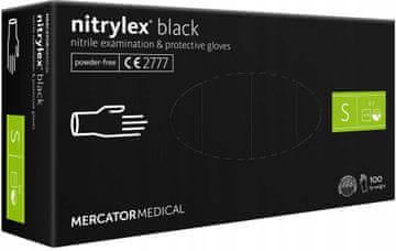 MERCATOR MEDICAL Nitrilne rokavice 100 kosov / Črne / Velikost: 7 - S / Nitrylex Črne