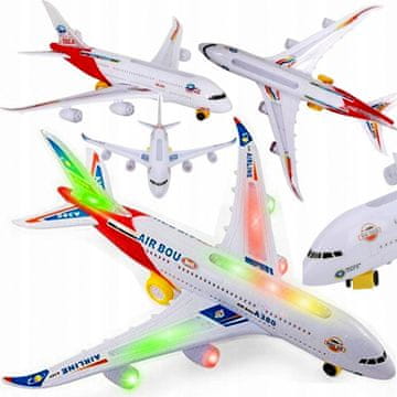 shumee SVETLOBNE ZVOČNE VOŽNJE ZA POTNIŠKO LETALO VELIKE 45 cm LED diode A380