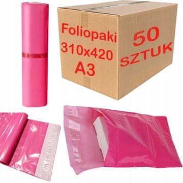 shumee Rožnati polietilenski poštni predalčki Courier A3 310x420 mm - 50 kosov.