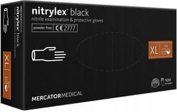 MERCATOR MEDICAL Nitrilne rokavice 100 kosov / Črne / Velikost: 10 - XL / Nitrylex Črne