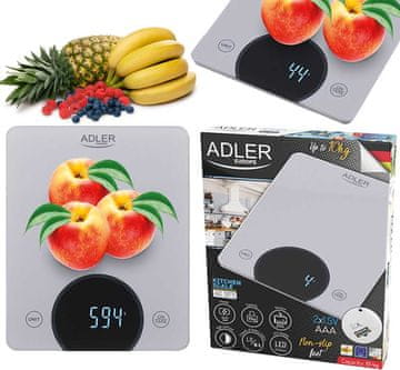 Adler Kuhinjska tehtnica - do 10 kg - LED ADLER AD 3173 srebrna