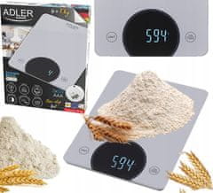 Adler Kuhinjska tehtnica - do 10 kg - LED ADLER AD 3173 srebrna