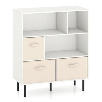 Northix Bela lesena knjižna polica s 6 kockami 90x40x105 cm s kovinskimi nogami