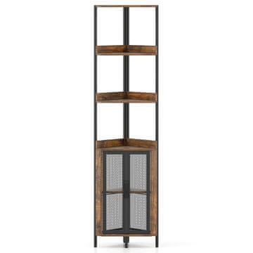 Northix Kotna knjižna polica z omarico 32x32x170 cm z robustnim kovinskim okvirjem