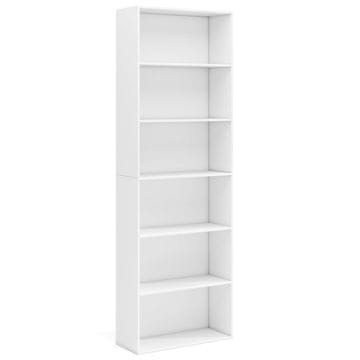 Northix Visoka bela lesena knjižna polica s 6 policami 60x23.5x178 cm iz MDF