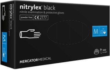 MERCATOR MEDICAL Nitrilne rokavice 100 kosov / Črne / Velikost: 8 - M / Nitrylex Črne