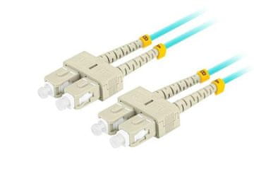 Lanberg optični povezovalni kabel MM SC/UPC-SC/UPC duplex 2m LSZH OM3 50/125 premera 3mm, cian barve