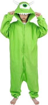 Nikcorp Otroški Kigurumi kombinezon Shelovely Mike Wazowski, pižama za igro, kostim za Halloween in pust, shaker fleece, antistatično, strojno pranje, 130 cm