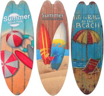Nikcorp Lesena dekorativna deska za surfanje Tofficu 45 x 16 x 0.5 cm komplet 3 kosi leseni dekor surfboard za steno tropski obalni motiv 400 g