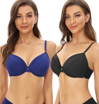 Nikcorp SHEKINI push-up nedrček z kostmi komplet 2 kosi, nastavljive naramnice, rahlo podložene T-shirt košarice, klasično zapenjanje na hrbtu Velikost 38