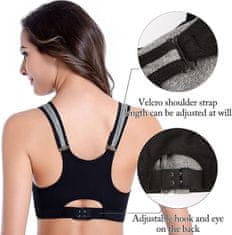 Nikcorp Športni top podprsenka SHEKINI push-up z naramnim sprednjim zadrgo, zračna hitro sušeča tkanina, fitnes joga tek borilni športi plezanje, velikost 3XL, siva