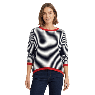 Nikcorp Ženska longsleeve bluza Bela Črna Črte Bela s črnimi črtami 100% bombaž, regular fit znižana ramena, okrogel izrez, dolg rokav, XL za pomlad jesen