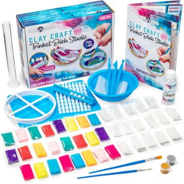 Nikcorp DIY keramični komplet Original Stationery za otroke, izdelava skodelic za nakit, barve z zlatim odtenkom, žig črk za graviranje, 24 kosov modelirne mase, orodja in čopiči, 8+