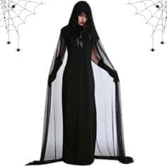 Nikcorp Ženski karnevalni kostum Sunshine smile Vampirska nevesta: set za Halloween, šaty, ogrinjalo s kapuco i rukavice, elastični prozračni material, črna L dolga obleka