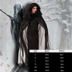 Nikcorp Ženski karnevalni kostum Sunshine smile Vampirska nevesta: set za Halloween, šaty, ogrinjalo s kapuco i rukavice, elastični prozračni material, črna L dolga obleka