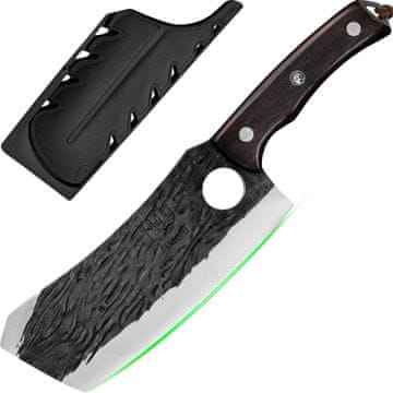 Nikcorp Kuhinjski nož za šefa FULLHI 29 cm japonski slog iz jekla 5Cr15MoV, kovano Full Tang, protikorozijska prevleka, nedrseč ročaj iz lesa, trdi etui, za domačo kuhinjo outdoor kampiranje žar