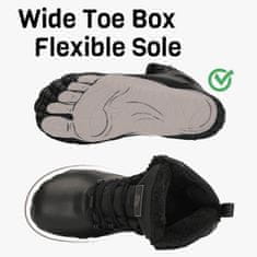 Nikcorp Zimski barefoot čevlji VEXITO Zero Drop vodoodporni PU toplotno udobna notranjost nedrseč gumijast podplat Wide Toe Box, črna, št. 41