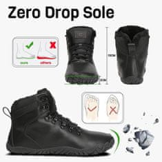 Nikcorp Zimski barefoot čevlji VEXITO Zero Drop vodoodporni PU toplotno udobna notranjost nedrseč gumijast podplat Wide Toe Box, črna, št. 41