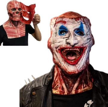 Nikcorp Halloween maska WEQNGIU dvouvrstvá klaun-kostlivec z přírodního latexu, magnetická čelusť, pohyblivá čelist, univerzální veličina, ventilirana otvori za oči i usta