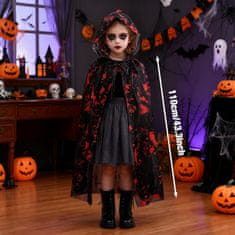 Nikcorp Otroški vampirski ogrinjalo Raveparty za noč čarovnic in pusta, tkanina z izboljšano zračnostjo, udobno za več ur, univerzalna oblika, s začasnimi tatuji