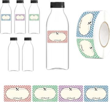 Nikcorp Komplet steklenic za večkratno uporabo Gepack 500 ml 6 kom s personaliziranimi vodoodpornimi etiketami plastika za vodo sok hladne pijače šola fitnes pisarna izleti