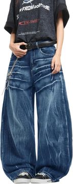 Nikcorp Moške kavbojke Zewool Baggy Y2K wide leg distressed denim streetwear skater vintage obrabljen videz, ohlapen kroj za udobje v mestu