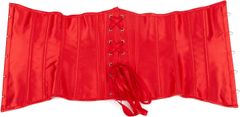 Nikcorp Oblikovalni steznik SZIVYSHI model bustier za pas s fischbini 90% poliester 10% elastan, vezanje na hrbtu, satenski rdeči M