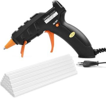Nikcorp pištola za vroče lepljenje 50 W z vložki 7x140 mm 20 kom PTC hitro segrevanje 2–4 min LED stikalo varnostna zaščita za les plastiko steklo kovino keramiko tkanine
