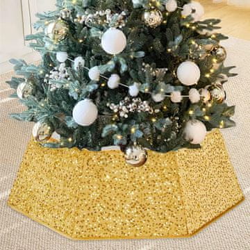 Nikcorp Božična zaščitna obloga BrillShine za stojalo pod božično drevo, bleščeč zlati okrasni ovratnik s pajkicami in žametom, 80 cm, z velcro zapenjanjem, zgornji premer 38 cm, spodnji 65 cm, višina 25 cm