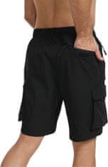 Nikcorp Moške cargo kratke hlače za trekking hitro sušeče vodoodporne 90% najlon 10% elastan 5 žepov tear-resistant elastičen pas črne 3XL