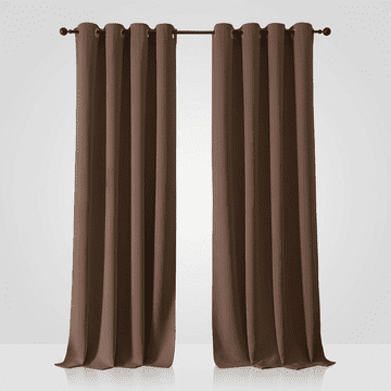Nikcorp Zatemnitvene termoizolacijske zavese Joydeco set 2 plošči 2 x 260 x 140 cm rjava 100% poliester dušenje zvoka blokada UV 85-99% 8 srebrni obročki premer 4 cm na ploščo