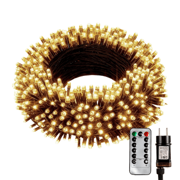 Nikcorp Božična LED girlanda 480 diod obroč za božično drevo 150-400 cm, bela svetloba, IP65, timer in daljinski upravljalnik, 8 načinov, zunanji vrt/balkon