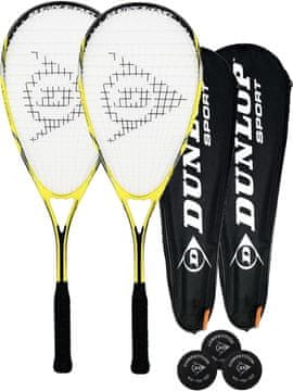 Nikcorp Komplet raket za squash Dunlop Nanomax Ti 2 kosa z torbicami, glava 327 cm², strune 16x18 Powermax, Head Light (na ročaj), komplet vključuje transportne ovitke