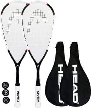 Nikcorp Komplet 2 loparjev za squash Nano Ti 115 z žogami in torbicama, ultralahki 115 g, velikost glave 495 cm², kompozit nano titan in ogljikova vlakna