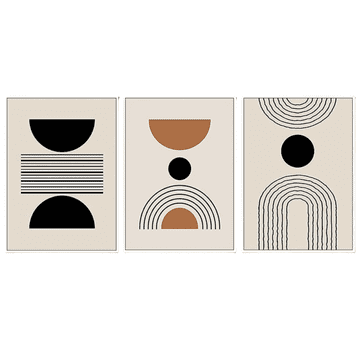 Nikcorp Slika na platnu PYNVDD KOSI komplet 3 triptih 60x90 cm sodobna abstrakcija boho geometrijski minimalizem brez okvirja, premium platno za dnevno sobo spalnico pisarno