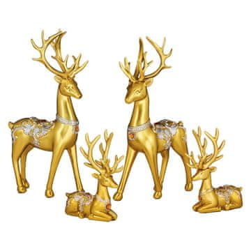 Nikcorp Skulptura Soba figurice set 4 kom, zlato polirana živica, 2 para, 28 cm in 13 cm, dekoracija Art Deco božična za kamin komodo mizo