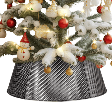 Nikcorp Kovinsko prekrivalo za božično drevo Elegant, srebrno twill, 70 cm, 5-panelni modularni sistem, brez orodja, zaščita tal, za drevesa 2,1–2,7 m, zložljivo