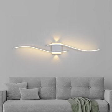 Nikcorp Moderna LED stenska svetilka Minifair Valovita Bela 120 cm, 30 W, 3000 K topla bela, CRI>90, akrilni difuzor, aluminij, možnost navpične ali vodoravne montaže, beli okvir