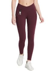Nikcorp Ženske termo legíny BALEAF Oteplené vodoodporne outdoor jeggings z vložkom iz gostega flisa, 2 žepa z zadrgo, pas V-kroj, bordo XXL