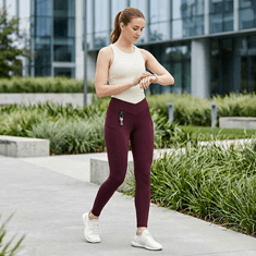 Nikcorp Ženske termo legíny BALEAF Oteplené vodoodporne outdoor jeggings z vložkom iz gostega flisa, 2 žepa z zadrgo, pas V-kroj, bordo XXL